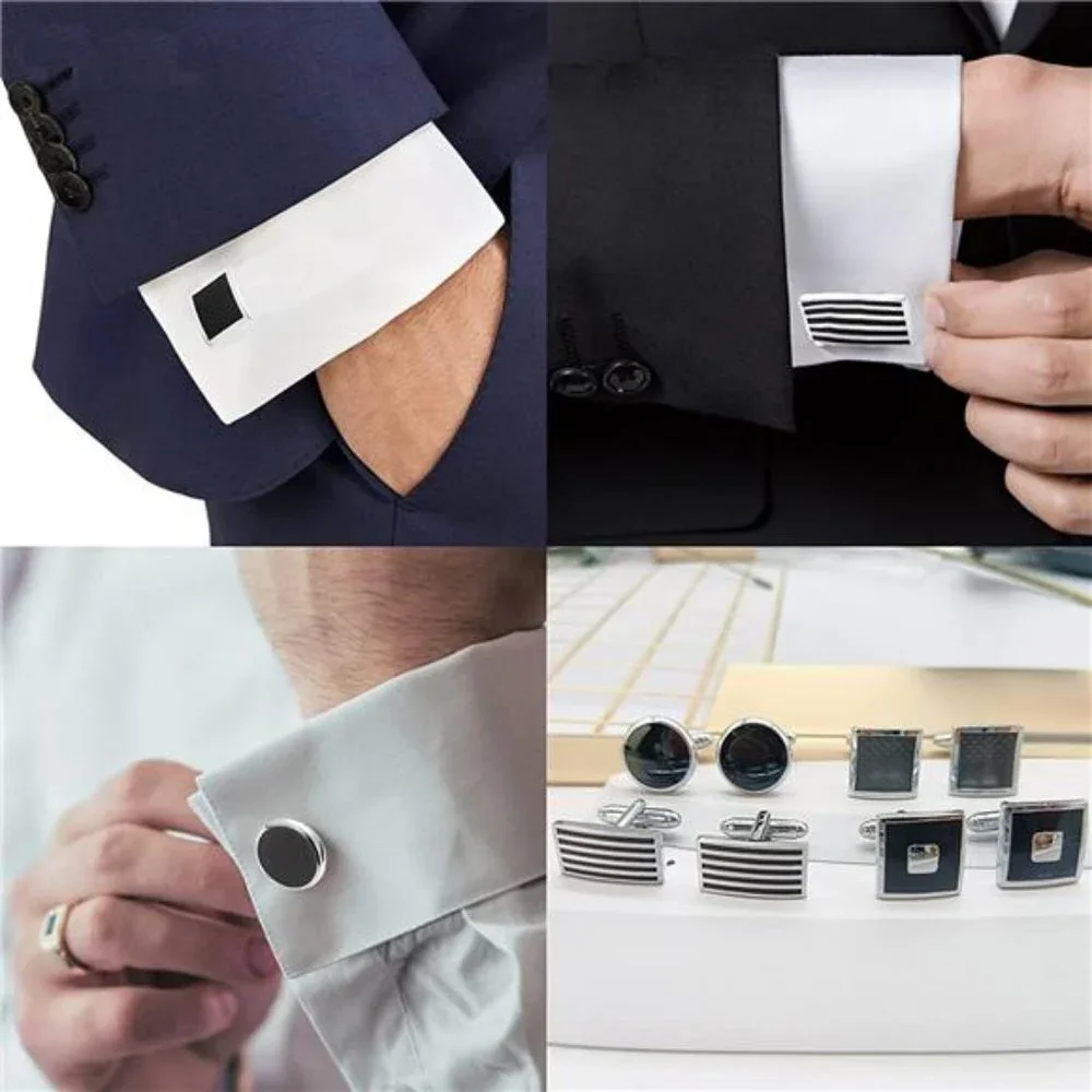 12 Pairs Men's Classic Tone Cufflinks Set